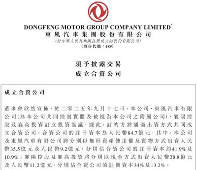 注冊(cè)資本84.7億元，東風(fēng)汽車(chē)成立智能越野車(chē)制造新公司，加速布局新能源與智能化賽道